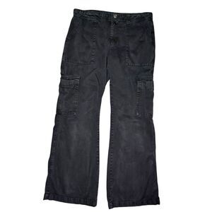 Aeropostale Women’s 10 Low Rise Flare Utility Cargo Pants Black Y2K
